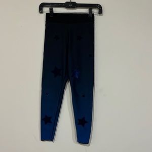 Ultracor blue ombré star crop leggings sz xs 23” inseam has velvet stars
